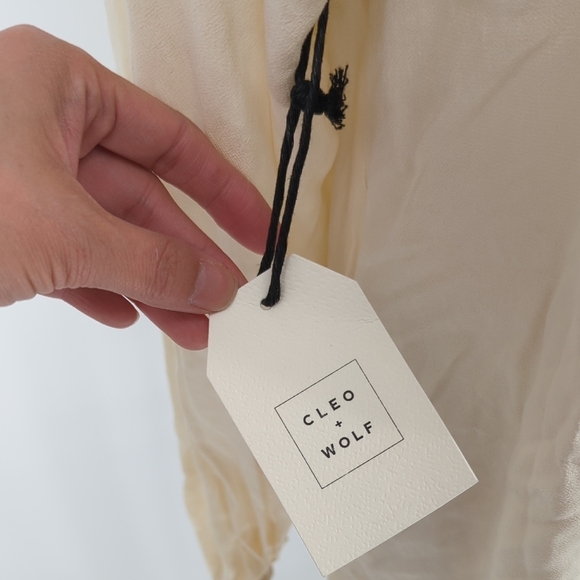 NEW Cleo + Wolf V Neck Empire Tunic Top Cream XS long sleeves bohemian western - Picture 7 of 8